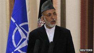 Hamid Karzai at security handover ceremony. 18 June 2013