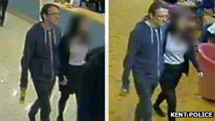 CCTV images of the couple holding hands on board the ferry to Calais