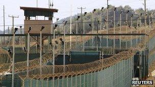 The exterior of Camp Delta is seen at the U.S. Naval Base at Guantanamo Bay