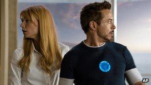 Gwyneth Paltrow and Robert Downey Jr in Iron Man 3