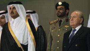 Sheikh Tamim Al-Thani with Sepp Blatter