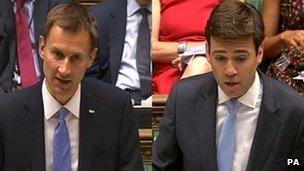 Jeremy Hunt and Andy Burnham in Commons