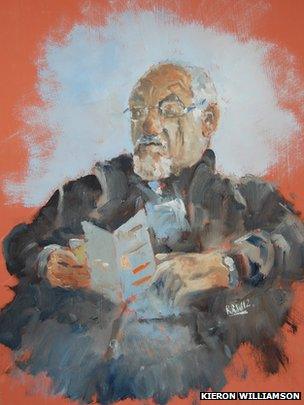 Portrait painting of Grandad Jeff by Kieron Williamson