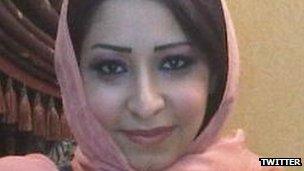 Iman al-Qahtani's face from a Twitter account in her name