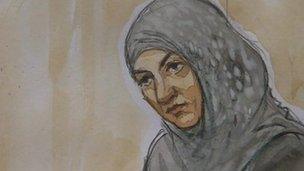 Court artist's image of Nasreen Akhtar