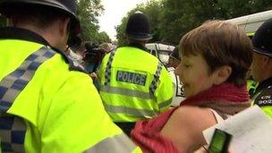 Caroline Lucas is arrested at Balcombe