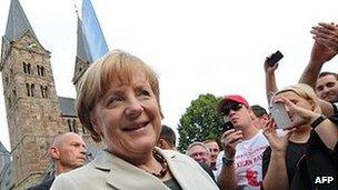 German Chancellor Angela Merkel campaigning, 29 Aug 13