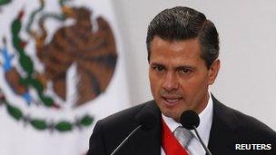 Mexico's President Enrique Pena Nieto addresses the audience during his annual state of the union address in Mexico City on September 2, 2013