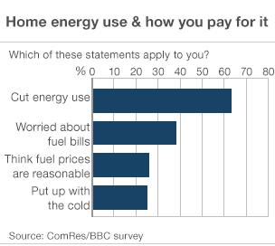 Chart showing BBC survey results on energy use