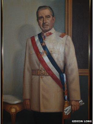 A portrait of Gen August Pinochet in the Pinochet museum in Santiago in September 2013