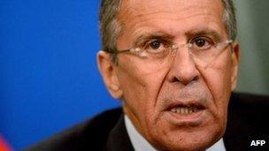 Russian Foreign Minister Sergei Lavrov speaks in Moscow, on 16 September, 2013.