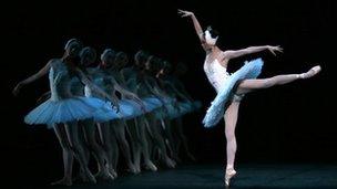 Артисты балета Национального балета Китая выступают в «Лебедином озере»