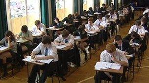 Students taking exams