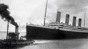 The Titanic leaves Southampton on April 10, 1912