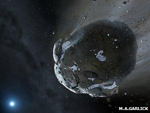 Artist's impression of an asteroid being torn apart