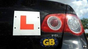 L plate on car