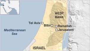 Map of the West Bank and Israel