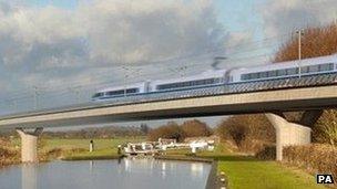 Part of the proposed route for the HS2 high speed rail scheme