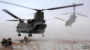 British Chinook helicopters in Afghanistan (2011)