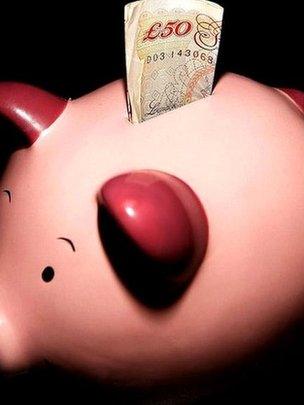 Piggy bank with £50 note