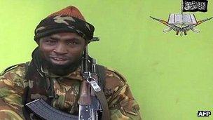 Boko Haram leader Abubakar Shekau pictured in a video released by the group - 12 May 2014