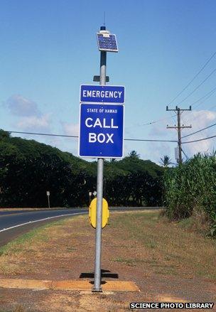 Solar panel emergency call box in Hawaii