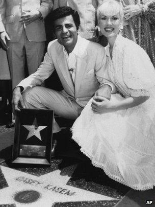 Casey Kasem and his wife Jean smile as he receives his own "Star" on the Hollywood Walk of Fame