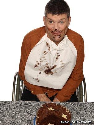 Laurence covered in cake