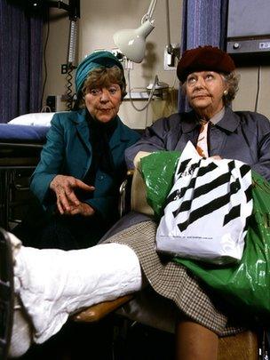 Dora Bryan and Betty Marsden in the hospital drama series Casualty