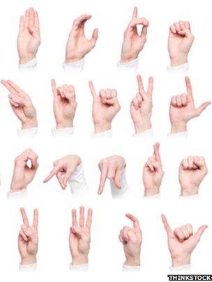 A selection of signs from the International Sign Language
