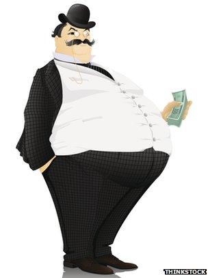 fat banker holding money