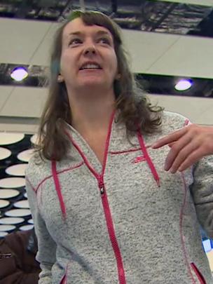 Pauline Cafferkey at Heathrow Airport before departing for Sierra Leone