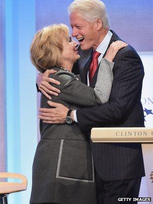 Former US Secretary of State Hillary Clinton and husband, Former US President Bill Clinton, appeared in New York on 22 September 2014
