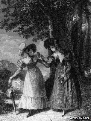 Elinor Dashwood talking to Lucy Steele in a scene from Jane Austen's Sense And Sensibility