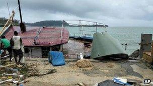 Fishing boat that had been battered by Cyclone Pam, Vanuatu (Image: AP)