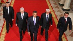 Leaders resume Middle East peace talks at the White House, September 2010