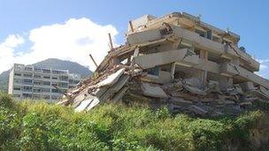 A collapsed building in town of Los Corales, Vargas today