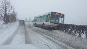 Bus off the road near Glasgow