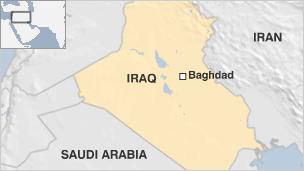 Map shows Baghdad in Iraq