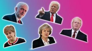 Nicola Sturgeon, Jeremy Corbyn, Donald Trump, Theresa May, Boris Johnson