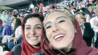 Women posted selfies from inside the Azadi stadium on Wednesday as they watched Iran play Spain in the 2018 World Cup