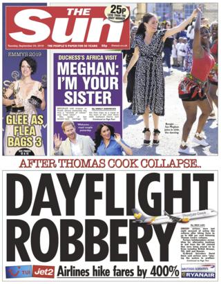 The Sun front page 24/09/19