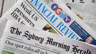 A spread of The Australian Financial Review and The Sydney Morning Herald