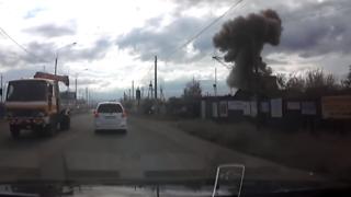 A motorist picked up the mushroom cloud explosion on their dashcam