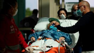 Patient arrives at Tor Vergata Covid hospital in Rome on 6 May