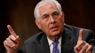 Rex Tillerson speaks at the Senate Foreign Relations Committee hearing in Washington. Photo: 13 June 2017