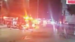 Fire trucks are seen outside the Chinese consulate, where local media reported trash cans filled with documents are being burned in the courtyard, in Houston, Texas, U.S.