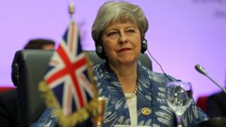 Theresa May at attends Arab league and EU summit, in Sharm el-Sheikh