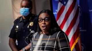 Rochester Mayor Lovely Warren speaks during a news conference with Rochester Police Chief, La'Ron Singletary in Rochester, New York, September 6, 2020