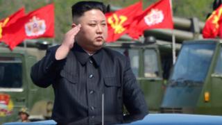 North Korea's leader Kim Jong Un watches a military drill marking the 85th anniversary of the establishment of the Korean People's Army on 28 July